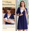 Ekouaer Labor and Delivery Gown for Hospital Short Sleeve Maternity Nursing Dress Nightgown with Button S-XXL(Navy Blue)