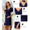 Ekouaer Labor and Delivery Gown for Hospital Short Sleeve Maternity Nursing Dress Nightgown with Button S-XXL(Navy Blue)
