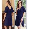 Ekouaer Labor and Delivery Gown for Hospital Short Sleeve Maternity Nursing Dress Nightgown with Button S-XXL(Navy Blue)