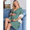 Ekouaer Maternity Nursing Dress V Neck Short Sleeve Breastfeeding Dresses Ribbed Knit Pregnancy Clothes S-XXL(Green)