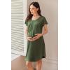 Ekouaer Nursing Nightgown Labor and Delivery Gown Hospital Breastfeeding Dress for Women Short Sleeve Maternity Sleepwear(Army Green)
