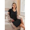 Ekouaer Nursing Nightgown Labor and Delivery Gown Hospital Breastfeeding Dress for Women Short Sleeve Maternity Sleepwear(Black)