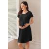 Ekouaer Nursing Nightgown Labor and Delivery Gown Hospital Breastfeeding Dress for Women Short Sleeve Maternity Sleepwear(Black)