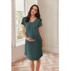 Ekouaer Nursing Nightgown Labor and Delivery Gown Hospital Breastfeeding Dress for Women Short Sleeve Maternity Sleepwear(Dark Green)