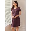 Ekouaer Nursing Nightgown Labor and Delivery Gown Hospital Breastfeeding Dress for Women Short Sleeve Maternity Sleepwear(Maroon Red)