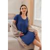 Ekouaer Nursing Nightgown Labor and Delivery Gown Hospital Breastfeeding Dress for Women Short Sleeve Maternity Sleepwear(Navy Blue)