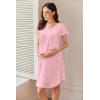 Ekouaer Nursing Nightgown Labor and Delivery Gown Hospital Breastfeeding Dress for Women Short Sleeve Maternity Sleepwear(Pink Teddy Bear)