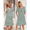 Ekouaer Nursing Nightgown Striped Women Short Sleeve Breastfeeding Sleep Dress Maternity Delivery/Labor Gown(Dark Green)