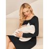 Ekouaer Women Maternity Nightgown Labor Delivery Nursing Gown Hospital Breastfeeding Dress Button Down Long Sleeve Sleepwear(Black)