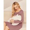 Ekouaer Women Maternity Nightgown Labor Delivery Nursing Gown Hospital Breastfeeding Dress Button Down Long Sleeve Sleepwear(Dusty Pink)