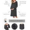 Ekouaer Women Maternity Nightgown Labor Delivery Nursing Gown Hospital Breastfeeding Dress Button Down Long Sleeve Sleepwear(Gray)