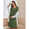 Ekouaer Women Maternity Nightgown Labor Delivery Nursing Gown Hospital Breastfeeding Dress Button Down Long Sleeve Sleepwear(Green)