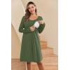 Ekouaer Women Maternity Nightgown Labor Delivery Nursing Gown Hospital Breastfeeding Dress Button Down Long Sleeve Sleepwear(Green)