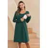Ekouaer Women Maternity Nightgown Labor Delivery Nursing Gown Hospital Breastfeeding Dress Button Down Long Sleeve Sleepwear(Lake Green)