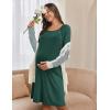 Ekouaer Women Maternity Nightgown Labor Delivery Nursing Gown Hospital Breastfeeding Dress Button Down Long Sleeve Sleepwear(Lake Green)