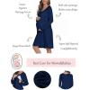 Ekouaer Women Maternity Nightgown Labor Delivery Nursing Gown Hospital Breastfeeding Dress Button Down Long Sleeve Sleepwear(Navy)