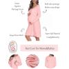 Ekouaer Women Maternity Nightgown Labor Delivery Nursing Gown Hospital Breastfeeding Dress Button Down Long Sleeve Sleepwear(Pink)