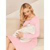 Ekouaer Women Maternity Nightgown Labor Delivery Nursing Gown Hospital Breastfeeding Dress Button Down Long Sleeve Sleepwear(Pink)