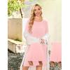 Ekouaer Women Maternity Nightgown Labor Delivery Nursing Gown Hospital Breastfeeding Dress Button Down Long Sleeve Sleepwear(Pink)