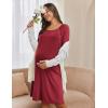 Ekouaer Women Maternity Nightgown Labor Delivery Nursing Gown Hospital Breastfeeding Dress Button Down Long Sleeve Sleepwear(Wine Red)