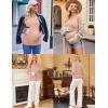 Ekouaer Womens Maternity Shirts Long Sleeve 3 Packs Pregnancy V-Neck Clothes Side Ruched Blouse Tops for Mama S-XXL(Black/Army Green/Dirty Pink)