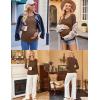 Ekouaer Womens Maternity Shirts Long Sleeve 3 Packs Pregnancy V-Neck Clothes Side Ruched Blouse Tops for Mama S-XXL(Black/Brown/White)