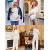 Ekouaer Womens Maternity Shirts Long Sleeve 3 Packs Pregnancy V-Neck Clothes Side Ruched Blouse Tops for Mama S-XXL(Black/Brown/White)