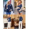 Ekouaer Womens Maternity Shirts Long Sleeve 3 Packs Pregnancy V-Neck Clothes Side Ruched Blouse Tops for Mama S-XXL(Black/Maroon/Navy Blue)