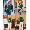 Ekouaer Womens Maternity Shirts Long Sleeve 3 Packs Pregnancy V-Neck Clothes Side Ruched Blouse Tops for Mama S-XXL(Dark Green/Black/Dark Grey)