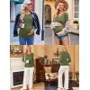 Ekouaer Womens Maternity Shirts Long Sleeve 3 Packs Pregnancy V-Neck Clothes Side Ruched Blouse Tops for Mama S-XXL(Light Grey/Black/Army Green)