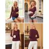 Ekouaer Womens Maternity Shirts Long Sleeve 3 Packs Pregnancy V-Neck Clothes Side Ruched Blouse Tops for Mama S-XXL(Maroon/Caramel/Dark Grey)