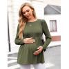 Ekouaer Womens Maternity Tops Long Sleeve Pregnancy Tunic Blouses Crew Neck Ribbed Shirts Pregnant Clothes(Army Green)