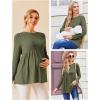 Ekouaer Womens Maternity Tops Long Sleeve Pregnancy Tunic Blouses Crew Neck Ribbed Shirts Pregnant Clothes(Army Green)