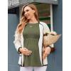 Ekouaer Womens Maternity Tops Long Sleeve Pregnancy Tunic Blouses Crew Neck Ribbed Shirts Pregnant Clothes(Army Green)