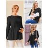 Ekouaer Womens Maternity Tops Long Sleeve Pregnancy Tunic Blouses Crew Neck Ribbed Shirts Pregnant Clothes(Black)