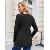 Ekouaer Womens Maternity Tops Long Sleeve Pregnancy Tunic Blouses Crew Neck Ribbed Shirts Pregnant Clothes(Black)