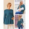 Ekouaer Womens Maternity Tops Long Sleeve Pregnancy Tunic Blouses Crew Neck Ribbed Shirts Pregnant Clothes(Blue)