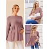 Ekouaer Womens Maternity Tops Long Sleeve Pregnancy Tunic Blouses Crew Neck Ribbed Shirts Pregnant Clothes(Blush Pink)
