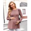 Ekouaer Womens Maternity Tops Long Sleeve Pregnancy Tunic Blouses Crew Neck Ribbed Shirts Pregnant Clothes(Blush Pink)
