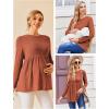 Ekouaer Womens Maternity Tops Long Sleeve Pregnancy Tunic Blouses Crew Neck Ribbed Shirts Pregnant Clothes(Caramel)