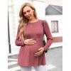 Ekouaer Womens Maternity Tops Long Sleeve Pregnancy Tunic Blouses Crew Neck Ribbed Shirts Pregnant Clothes(Dusty Rose)