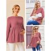 Ekouaer Womens Maternity Tops Long Sleeve Pregnancy Tunic Blouses Crew Neck Ribbed Shirts Pregnant Clothes(Dusty Rose)