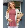 Ekouaer Womens Maternity Tops Long Sleeve Pregnancy Tunic Blouses Crew Neck Ribbed Shirts Pregnant Clothes(Dusty Rose)
