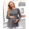 Ekouaer Womens Maternity Tops Long Sleeve Pregnancy Tunic Blouses Crew Neck Ribbed Shirts Pregnant Clothes(Grey)