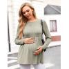 Ekouaer Womens Maternity Tops Long Sleeve Pregnancy Tunic Blouses Crew Neck Ribbed Shirts Pregnant Clothes(Light Brown)