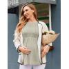 Ekouaer Womens Maternity Tops Long Sleeve Pregnancy Tunic Blouses Crew Neck Ribbed Shirts Pregnant Clothes(Light Brown)