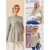 Ekouaer Womens Maternity Tops Long Sleeve Pregnancy Tunic Blouses Crew Neck Ribbed Shirts Pregnant Clothes(Light Brown)