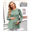 Ekouaer Womens Maternity Tops Long Sleeve Pregnancy Tunic Blouses Crew Neck Ribbed Shirts Pregnant Clothes(Light Green)