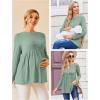 Ekouaer Womens Maternity Tops Long Sleeve Pregnancy Tunic Blouses Crew Neck Ribbed Shirts Pregnant Clothes(Light Green)
