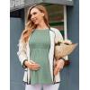 Ekouaer Womens Maternity Tops Long Sleeve Pregnancy Tunic Blouses Crew Neck Ribbed Shirts Pregnant Clothes(Light Green)